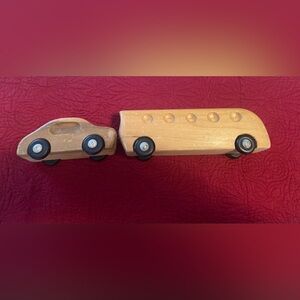 Creative Playthings Vintage Wooden Bus and Car